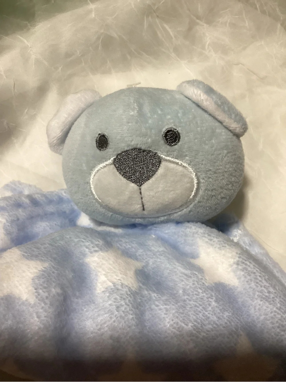 Swiggles Teddy Bear Light Blue & White Star Plush Baby Lovey Security Blanket